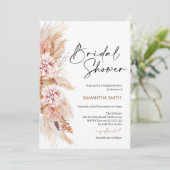 Boho Floral Pampas Grass Bridal Shower Kaart (Staand voorkant)