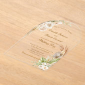 Boho Floral Pampas Grass Earth Tones Wedding Acryl Uitnodigingen (Laagn)