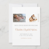 Boho Floral Pampas Grass Foto Geboorteaankondiging Bedankkaart (Achterkant)