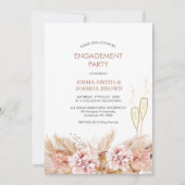 Boho Floral Pampas Grass Glasses Verloving Kaart (Voorkant)