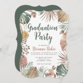 Boho Floral Pampas Grass Graduation Party Kaart (Voorkant / Achterkant)