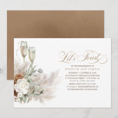 Boho Floral Pampas Grass Greenery Engagement Kaart (Voorkant / Achterkant)