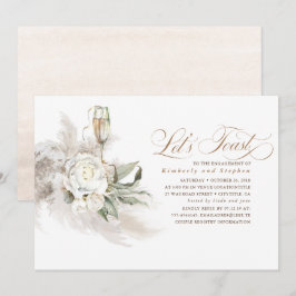 Boho Floral Pampas Grass Greenery Engagement Kaart