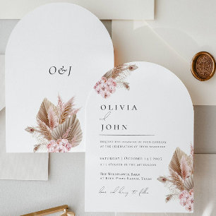 Boho Floral Pampas Grass huwelijksuitnodigingen Kaart