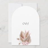 Boho Floral Pampas Grass huwelijksuitnodigingen Kaart (Achterkant)