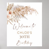 Boho Floral Pampas Grass Lijst Verjaardag Welkom Poster (Voorkant)