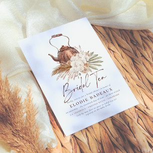 Boho Floral Pampas Grass Modern Tea Vrijgezellenfe Kaart