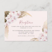 Boho Floral Pampas Grass Orchid Wedding Reception Informatiekaartje (Voorkant)