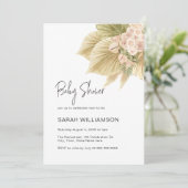 Boho Floral Pampas Grass Palm Blush Baby shower Kaart (Staand voorkant)