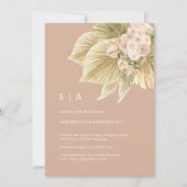 Boho Floral Pampas Grass Palm Blush Roze Huwelijk Kaart (Voorkant)