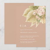 Boho Floral Pampas Grass Palm Blush Roze Huwelijk Kaart (Voorkant / Achterkant)