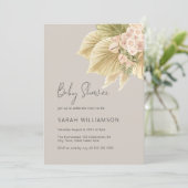 Boho Floral Pampas Grass Palm Natural Baby shower Kaart (Staand voorkant)