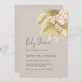 Boho Floral Pampas Grass Palm Natural Baby shower Kaart (Voorkant / Achterkant)