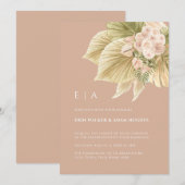 Boho Floral Pampas Grass Palm Stoffig Roze Huwelij Kaart (Voorkant / Achterkant)