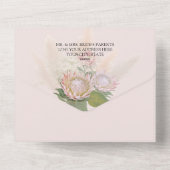 Boho Floral Pampas Grass Protea Geometric Gold All In One Uitnodiging (Achterkant)