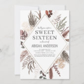 Boho Floral Pampas Grass Sweet Sixteen Dag Kaart (Voorkant)