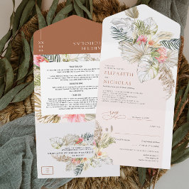 Boho Floral Pampas Grass Terra Cotta woestijn | All In One Uitnodiging