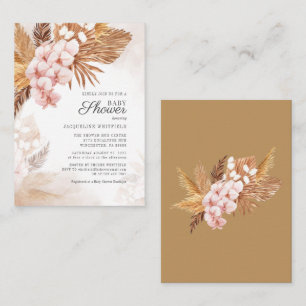 Boho Floral Pampas Grass Terracotta Baby shower Notitiekaartje