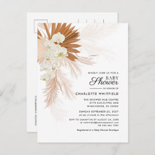 Boho Floral Pampas Grass Terracotta Baby shower Uitnodiging Briefkaart