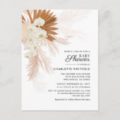 Boho Floral Pampas Grass Terracotta Baby shower Uitnodiging Briefkaart (Voorkant)
