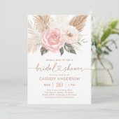 Boho Floral Pampas Grass Vrijgezellenfeest Kaart (Staand voorkant)