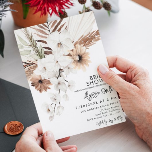 Boho Floral Pampas Grass Vrijgezellenfeest Kaart