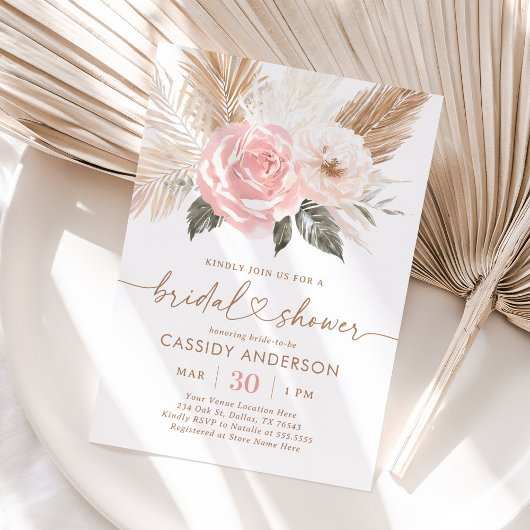 Boho Floral Pampas Grass Vrijgezellenfeest Kaart