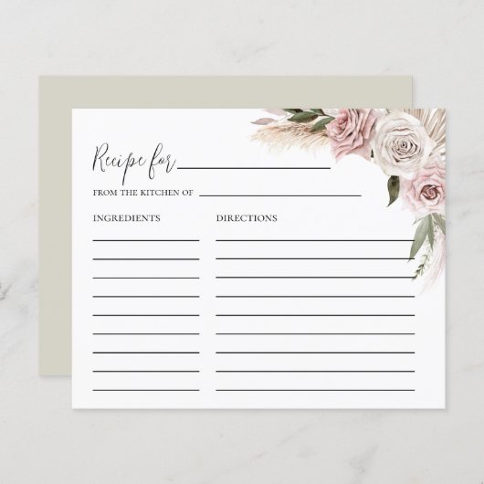 Boho Floral Pampas Grass Vrijgezellenfeest Recipe  (Voorkant / Achterkant)