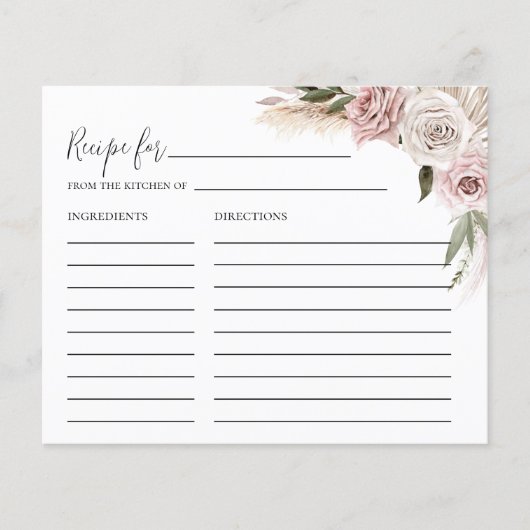 Boho Floral Pampas Grass Vrijgezellenfeest Recipe  (Voorkant)