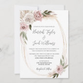 Boho Floral Pampas Grass Wedding Kaart (Voorkant)
