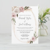Boho Floral Pampas Grass Wedding Kaart (Staand voorkant)