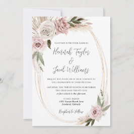 Boho Floral Pampas Grass Wedding Kaart