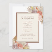 Boho Floral Pampas Grass Wedding Kaart (Voorkant)