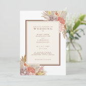 Boho Floral Pampas Grass Wedding Kaart (Staand voorkant)