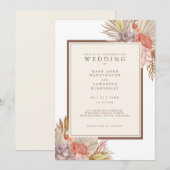 Boho Floral Pampas Grass Wedding Kaart (Voorkant / Achterkant)