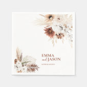 Boho Floral Pampas Grass Wedding Napkins Servet (Voorkant)