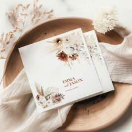 Boho Floral Pampas Grass Wedding Napkins Servet
