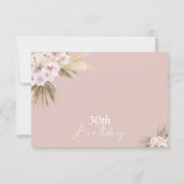 Boho Floral Pampas Palm Rozen 30e verjaardag Kaart (Achterkant)