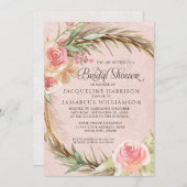 BOHO Floral Pampas Pink Waterverf Wreate Kaart (Voorkant / Achterkant)