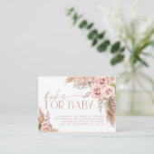 Boho Floral Pampas Roos Gold Books voor Baby Informatiekaartje (Staand voorkant)