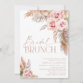 Boho Floral Pampas Roos Gold Bridal Brunch Invitat Kaart (Voorkant)
