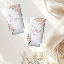 Boho Floral Pampas Roos Gold Bride Seltzer Blikjeskoeler
