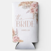 Boho Floral Pampas Roos Gold Bride Seltzer Blikjeskoeler (Voorkant)