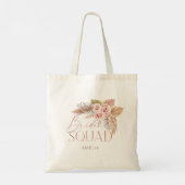 Boho Floral Pampas Roos Gold Bride Squad Tote Bag (Achterkant)