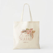 Boho Floral Pampas Roos Gold Bride Squad Tote Bag (Voorkant)