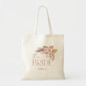 Boho Floral Pampas Roos Gold Bride Tote Bag (Voorkant)