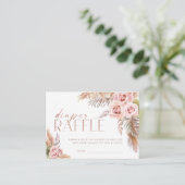 Boho Floral Pampas Roos Gold Diaper Informatiekaartje (Staand voorkant)