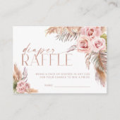 Boho Floral Pampas Roos Gold Diaper Informatiekaartje (Voorkant)