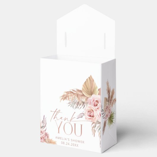 Boho Floral Pampas Roos Gold Hartelijk dank Bedankdoosjes (Geopend)
