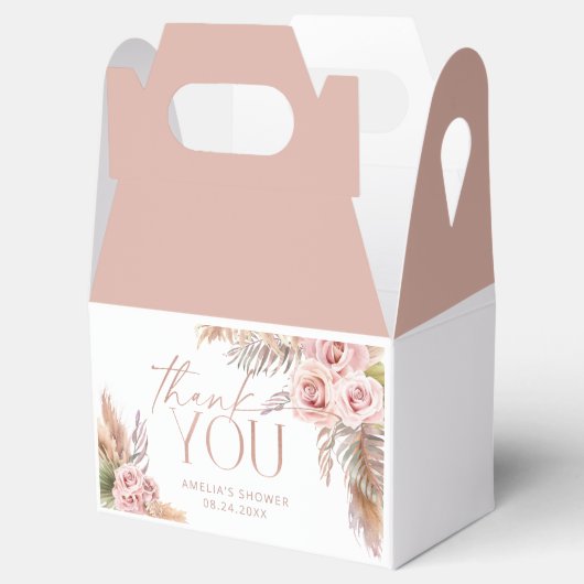 Boho Floral Pampas Roos Gold Hartelijk dank Bedankdoosjes (Geopend)